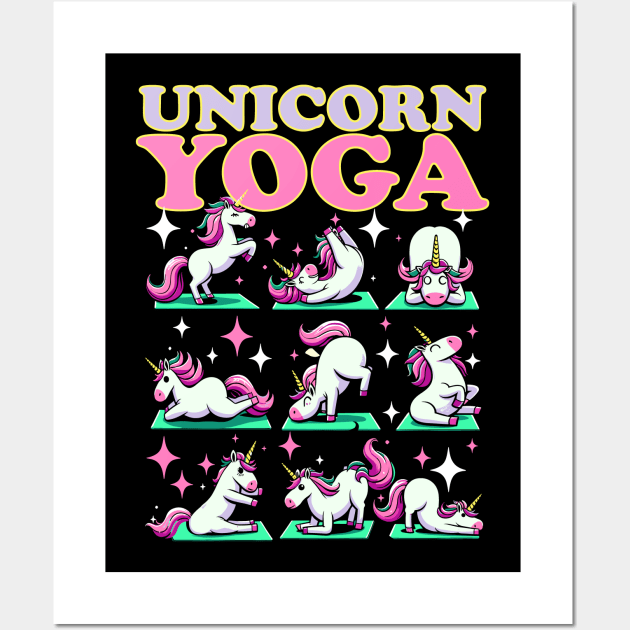 Yoga Unicorn Funny Cute Magical Namaste Meditation Wall Art by DigitalNerd